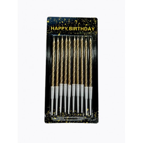Свечи в торт "С днем рождения витые бронзовые" 15 см (10 шт) 4 шт