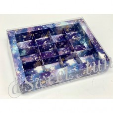 Коробка для конфет на 12 шт с пластиковой крышкой (звездное небо) 190х150х30 мм (50 шт)
