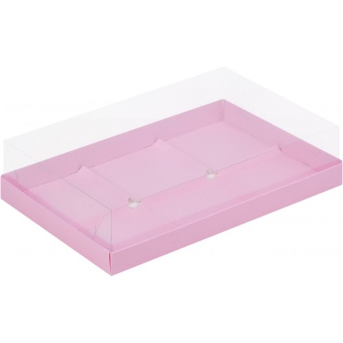Коробка для пирожных на 6шт с крышкой (розовая) 260/170/60мм (50 шт)