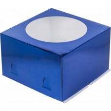 Коробка 240х240х180 мм (окно) Хром-эрзац (синяя) 25 шт