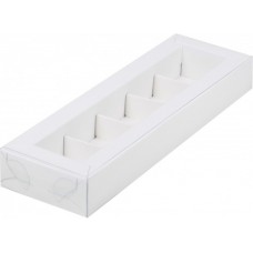 Коробка для конфет на 5 шт с вклеенным окном (белая) 235х70х30 мм (50 шт)