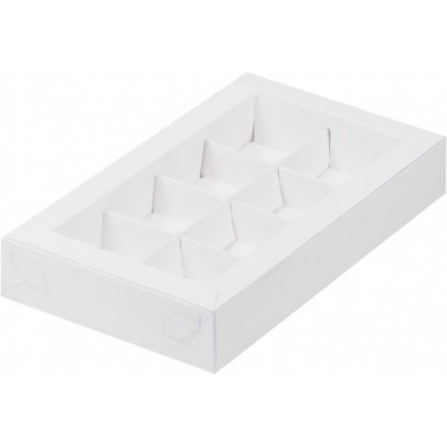Коробка для конфет на 8 шт с вклеенным окном (белая) 190х110х30 мм (50 шт)
