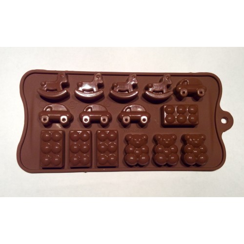 Форма для шоколада и льда силикон "Игрушки" 15 ячеек 21х11х1,5 см (5 шт)