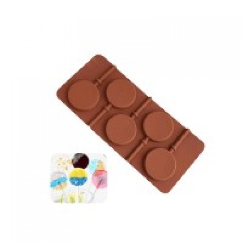 Форма для шоколада и леденцов силикон "Круг" 5 ячеек 24х11х5 см (4 шт)                                                                                                                                  