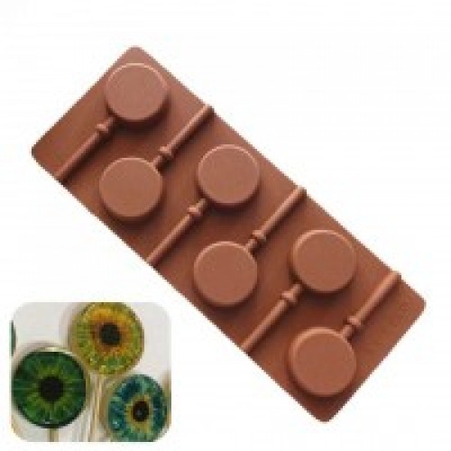 Форма для шоколада и леденцов силикон "Круг" 6 ячеек (24х9,5х3,5 см) 4 шт                                                                                                                               