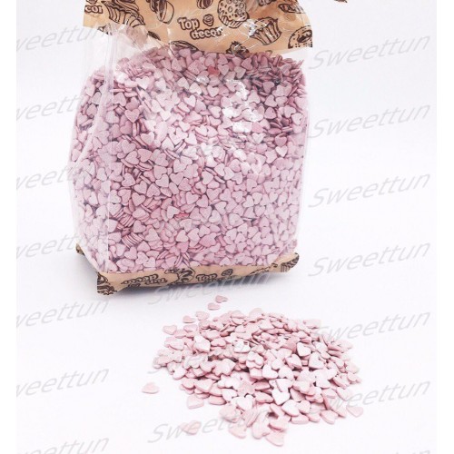 Посыпка сердечки (розовые перламутровые) 750 гр (3 шт)