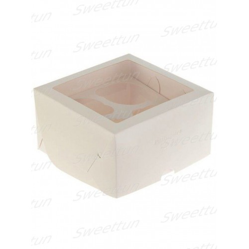 Коробка для капкейков на 4 шт 160/160/100 (с квадратным окном) 50 шт
