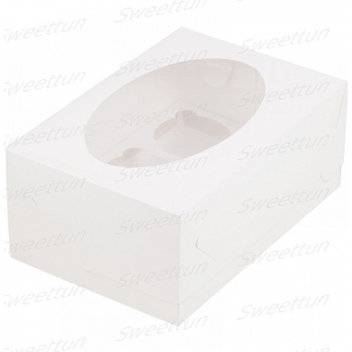 Коробка для капкейков на 6 шт с окном (белая) 235х160х100 мм (50 шт)