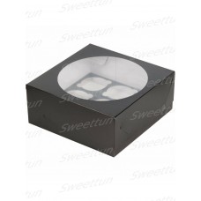 Коробка для капкейков на 9шт с окном (черная) 235/235/100мм (50шт)