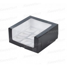 Коробка для капкейков на 9шт с увеличенным окном (черная) 235/235/110мм (50шт)