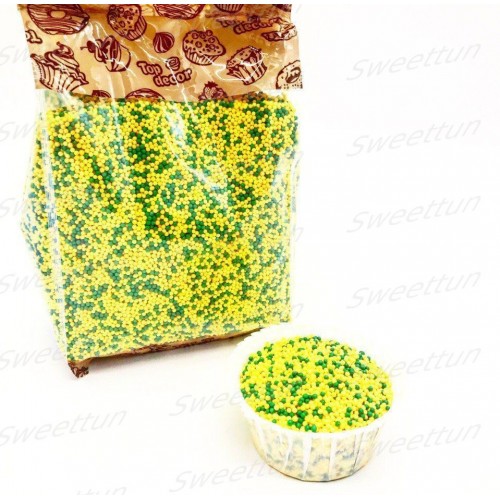 Посыпка шарики (микс № 11 желтые/зеленые) 1 кг (3 шт)