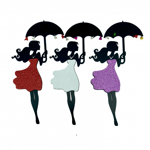 Топпер пластик "Девушка с зонтом" с блеском 22х8 см (Ассорти) 2 шт