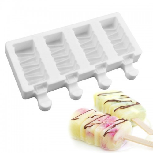 Форма для мороженого силикон "Эскимо полосы" 4 ячейки 6,5х3,5 см (2 шт)   