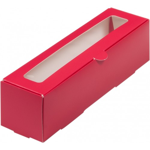 Коробка для макарон с крышкой (красная матовая) 210х55х55 мм (50 шт)