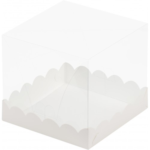 Коробка под торт с прозрачным куполом 150/150/140 (белая) (50шт)