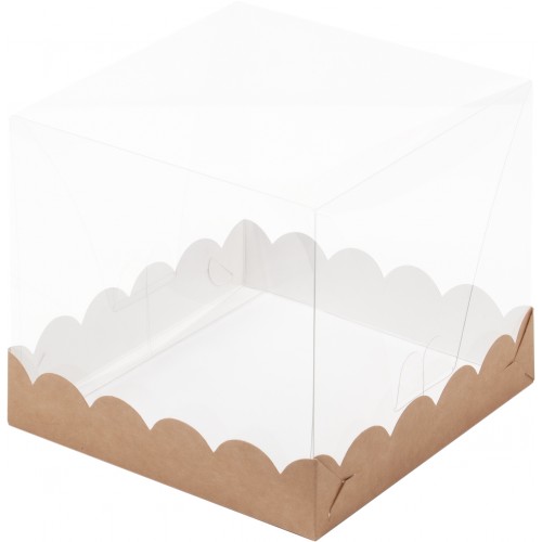 Коробка под торт с прозрачным куполом 150/150/140 (крафт) 50 шт